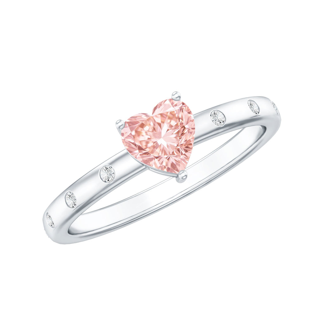 Pink Diamond Engagement Ring – 1 Carat Lab Grown Solitaire Heart Shaped Ring