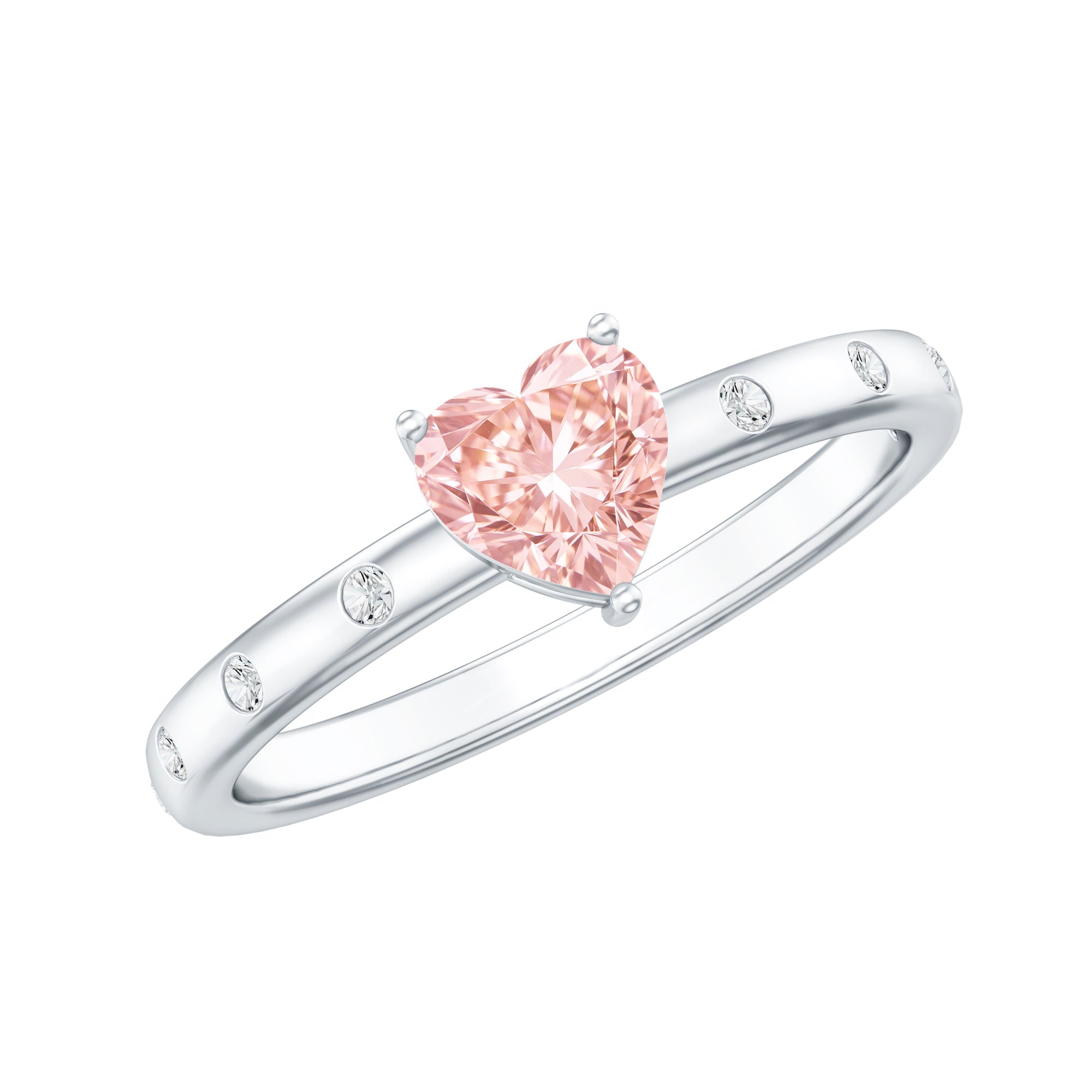 Pink Diamond Engagement Ring – 1 Carat Lab Grown Solitaire Heart Shaped Ring