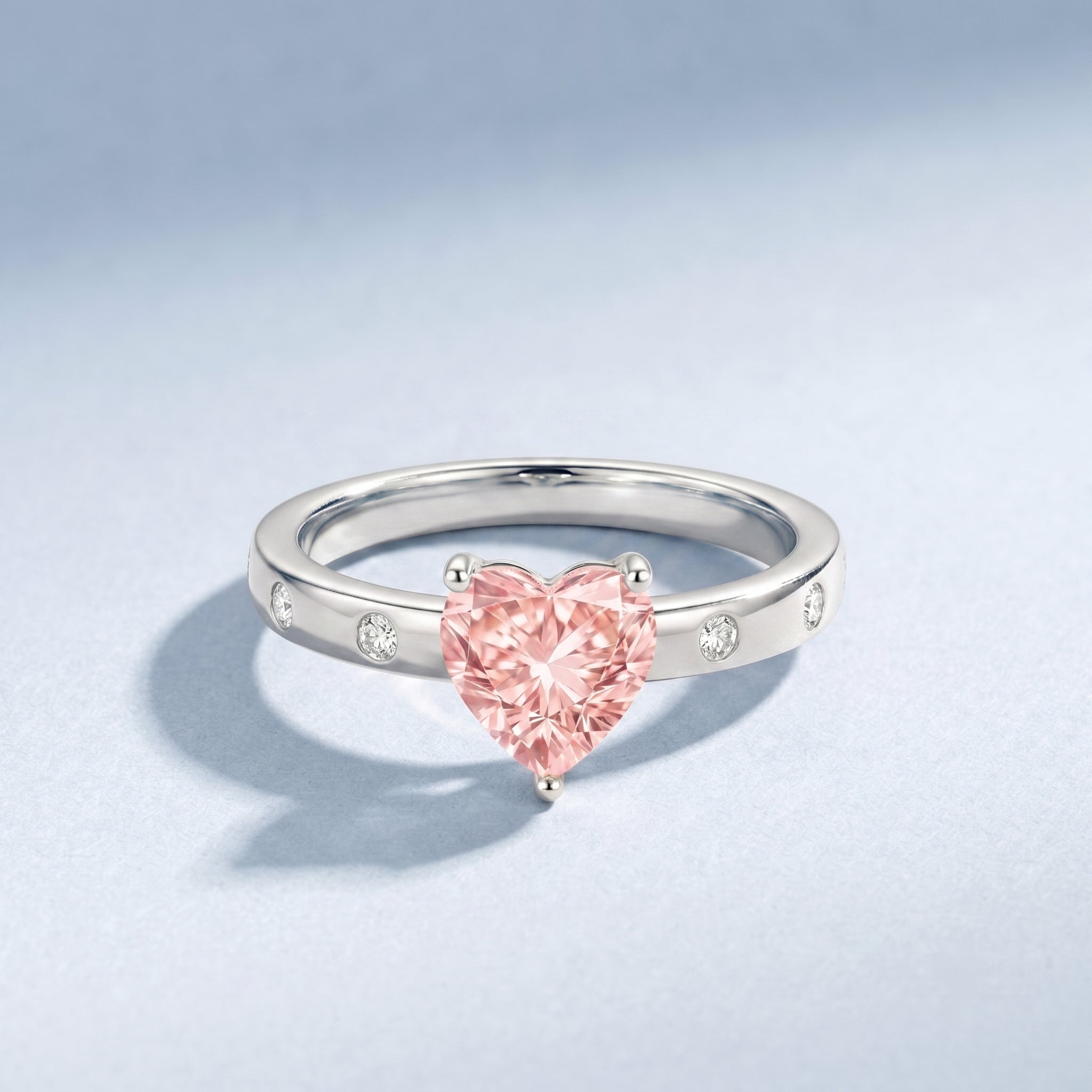 Pink Diamond Engagement Ring – 1 Carat Lab Grown Solitaire Heart Shaped Ring