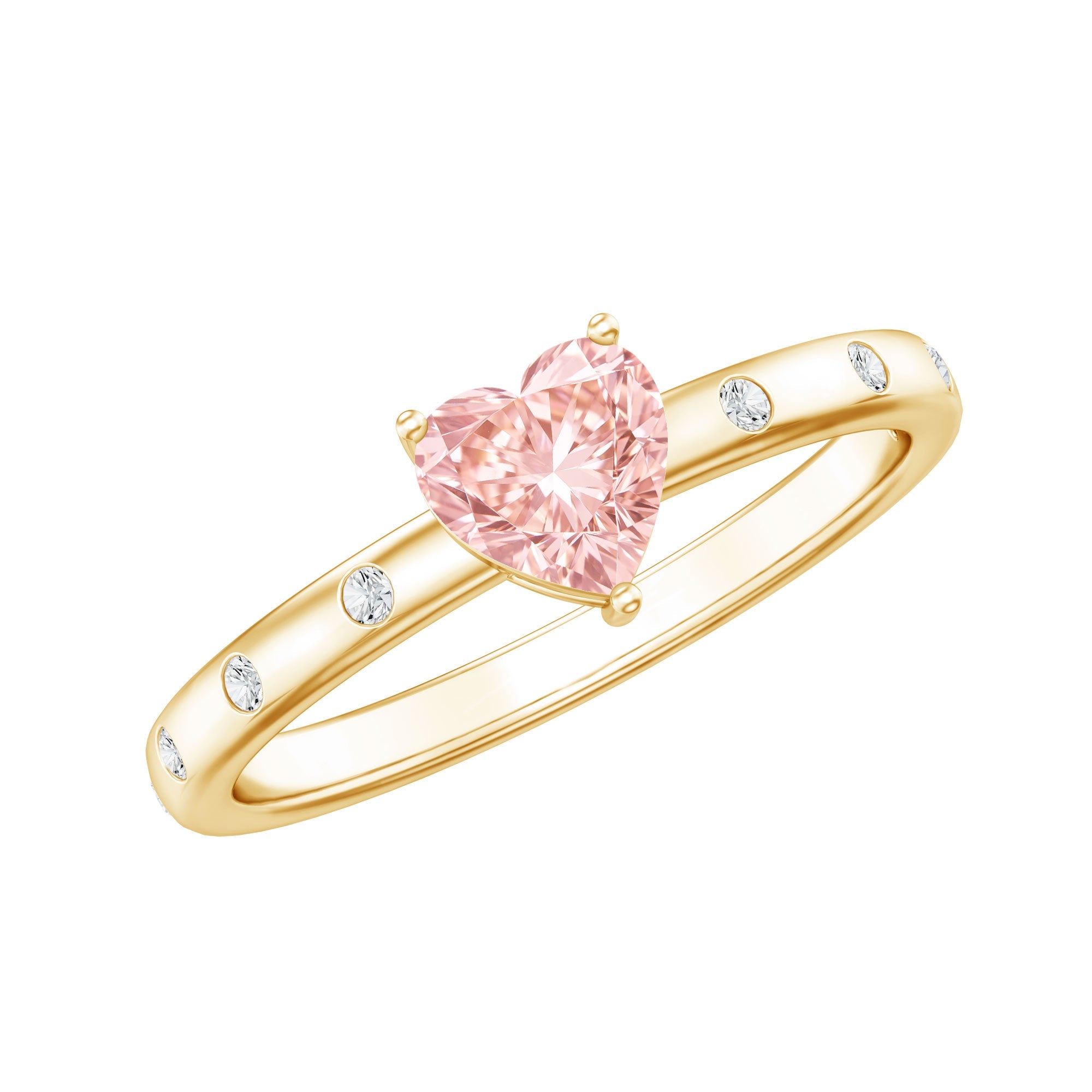 Pink Diamond Engagement Ring – 1 Carat Lab Grown Solitaire Heart Shaped Ring