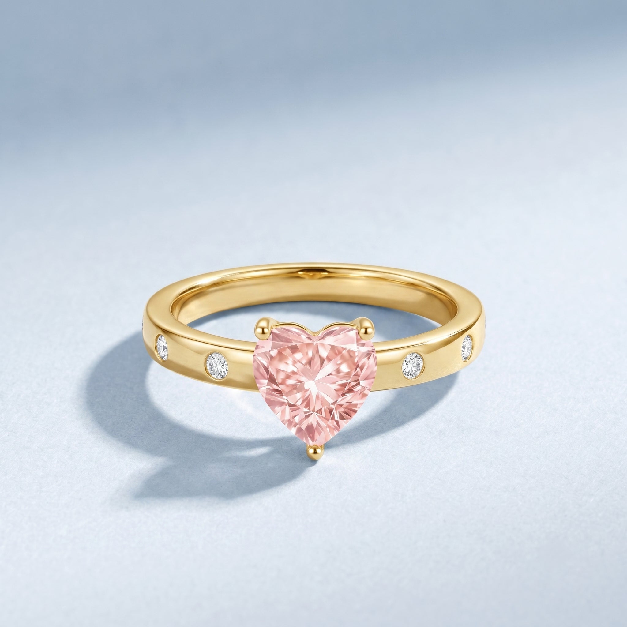 Pink Diamond Engagement Ring – 1 Carat Lab Grown Solitaire Heart Shaped Ring