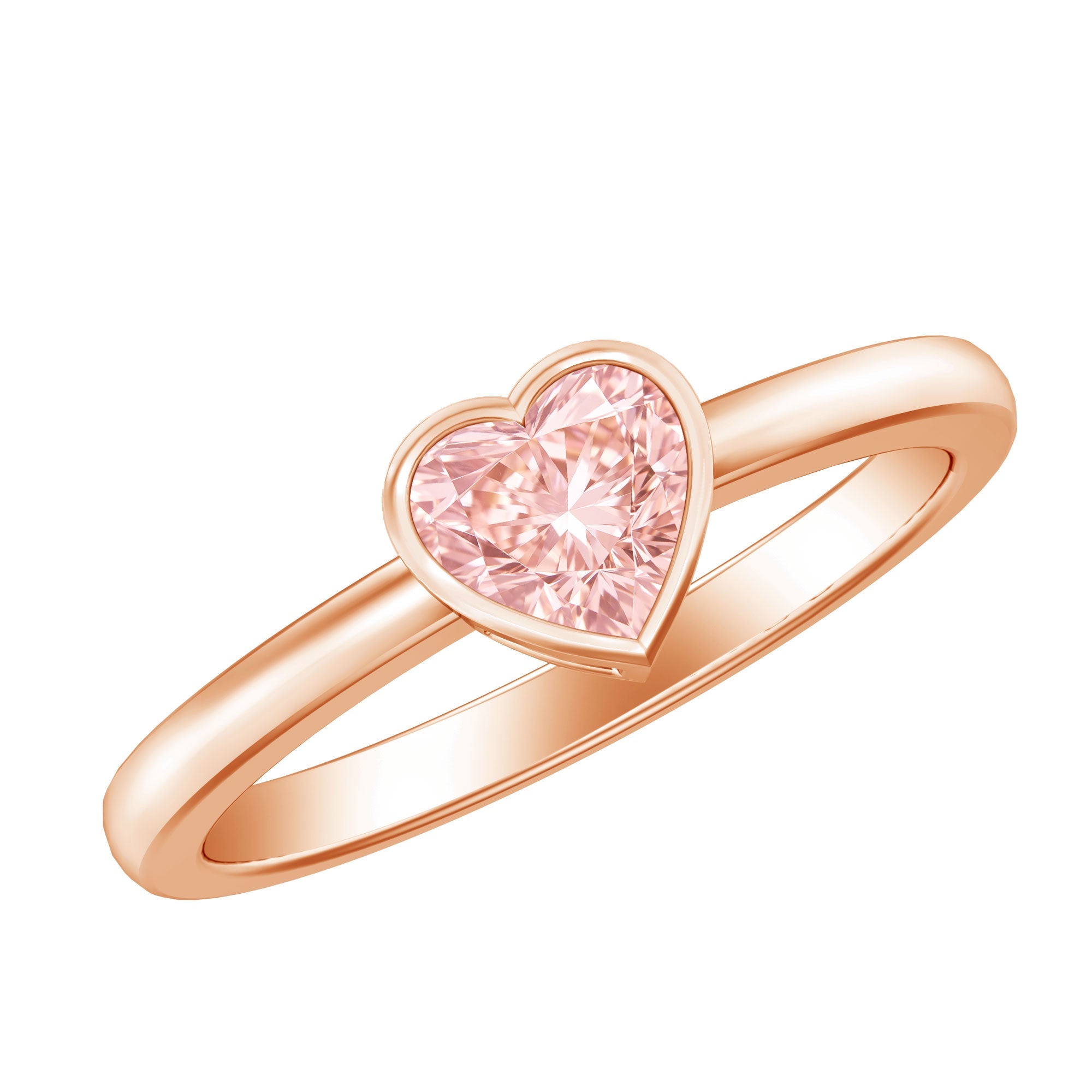 Lab Grown Pink Diamond Ring – Bezel Set Solitaire Promise Ring in Rose Gold