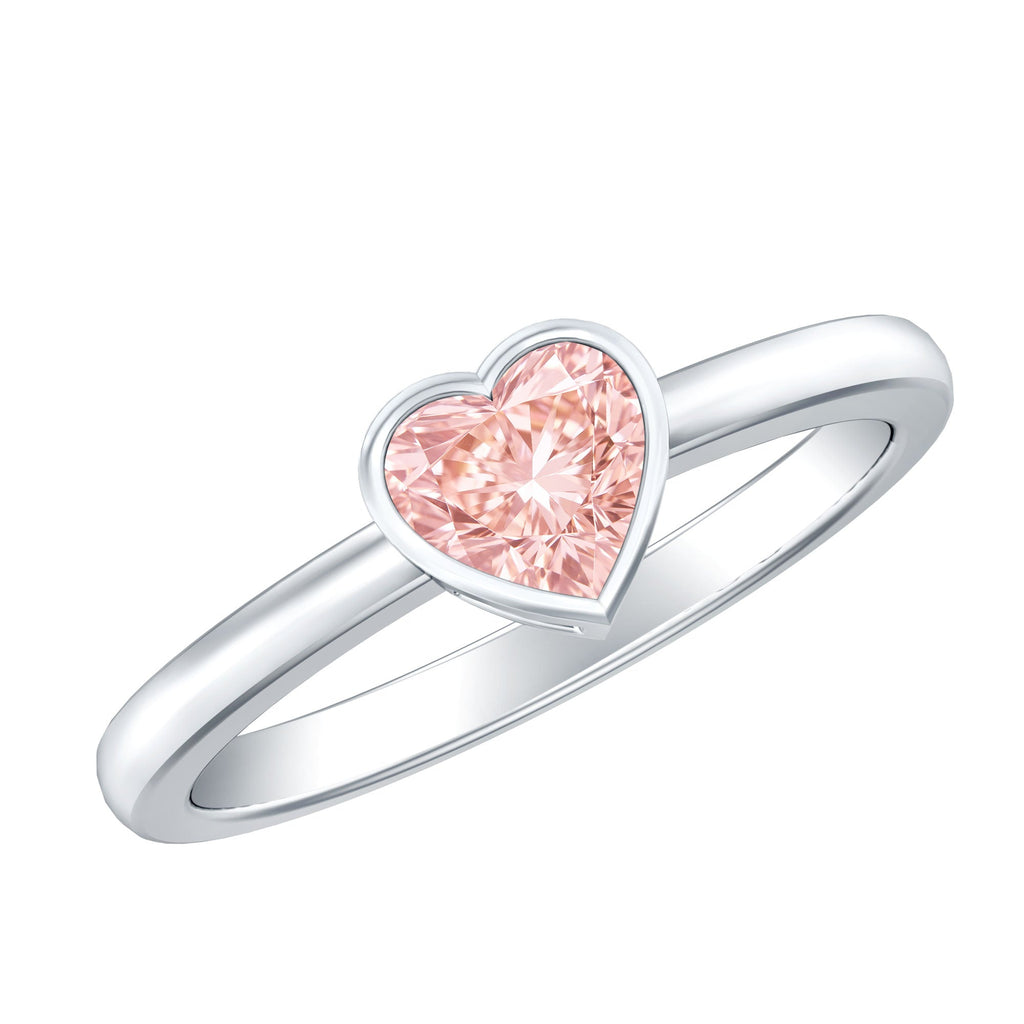 Lab Grown Pink Diamond Ring – Bezel Set Solitaire Promise Ring in Rose Gold
