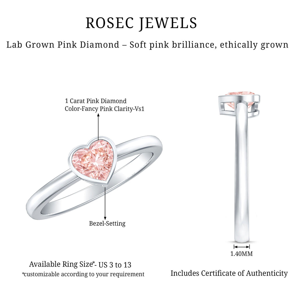 Lab Grown Pink Diamond Ring – Bezel Set Solitaire Promise Ring in Rose Gold