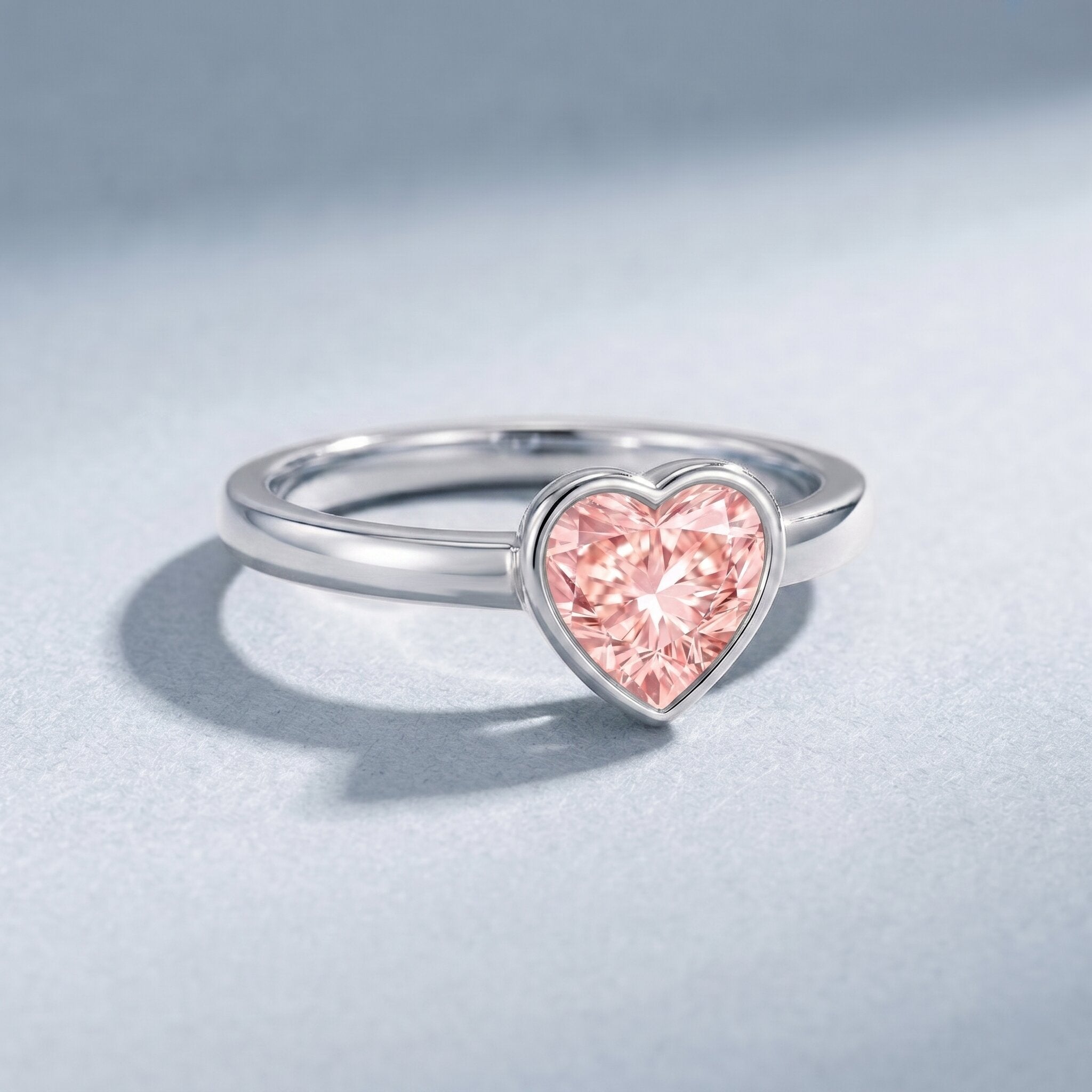 Lab Grown Pink Diamond Ring – Bezel Set Solitaire Promise Ring in Rose Gold