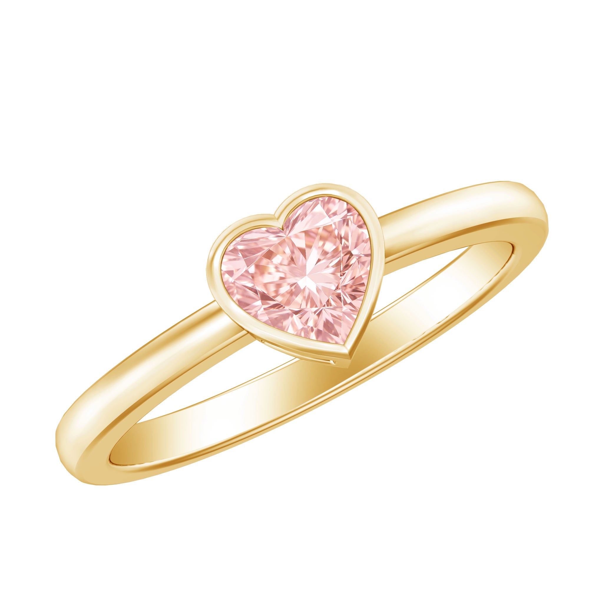 Lab Grown Pink Diamond Ring – Bezel Set Solitaire Promise Ring in Rose Gold