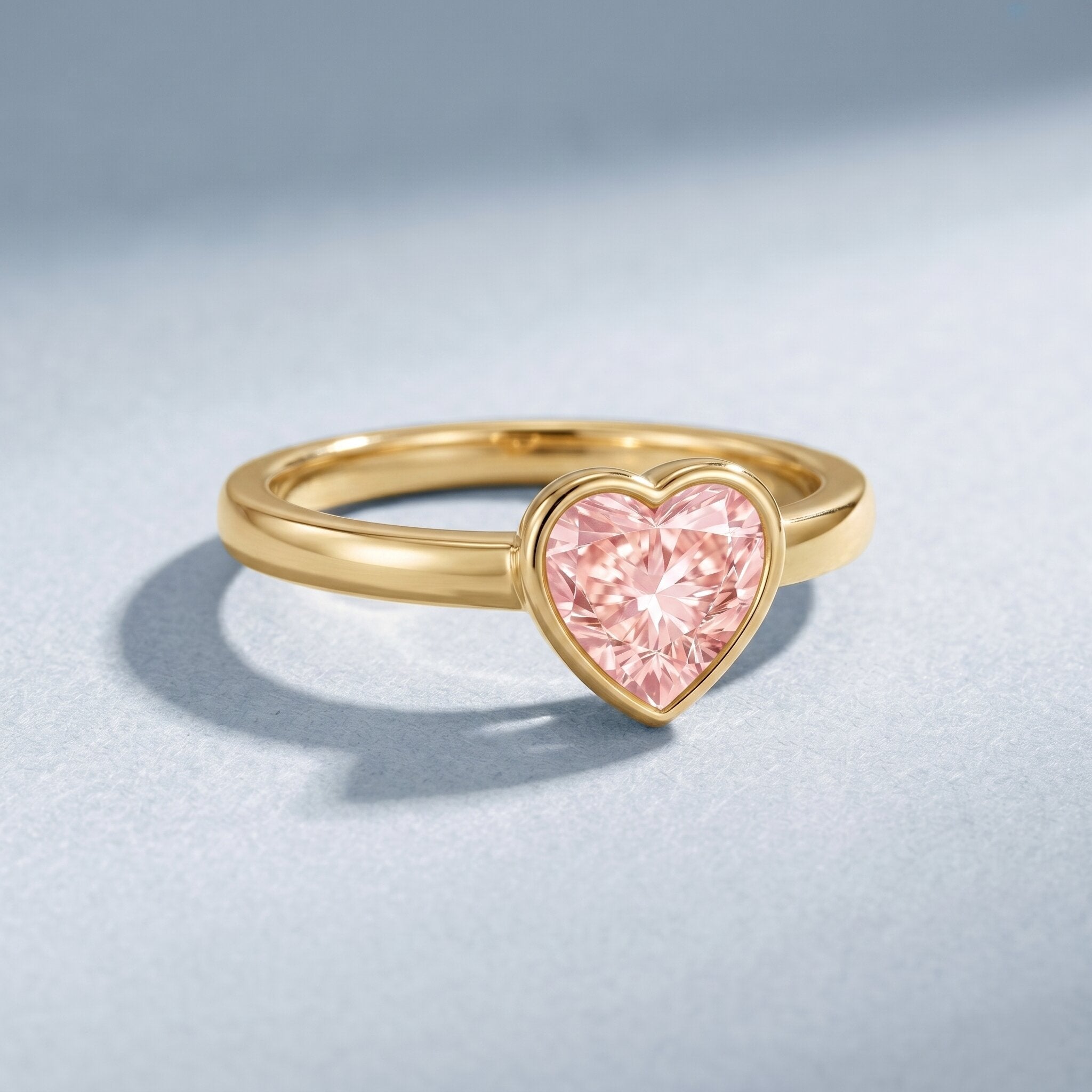 Lab Grown Pink Diamond Ring – Bezel Set Solitaire Promise Ring in Rose Gold