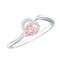 Lab Grown Pink Diamond Ring – 1 Carat Heart Shaped Promise Ring Twisted Band