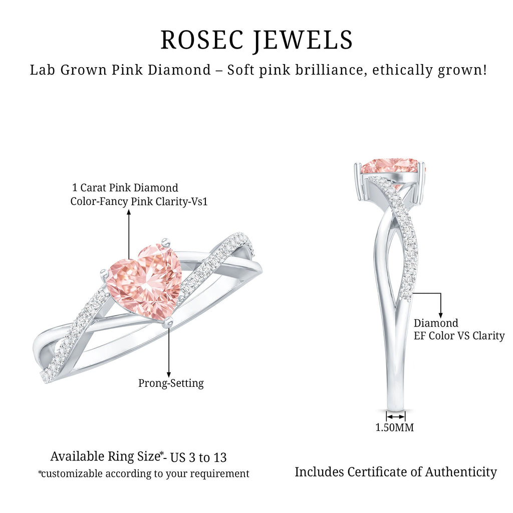 Heart Shaped Pink Diamond Ring – IGI Certified Lab Grown Infinity Engagement Ring