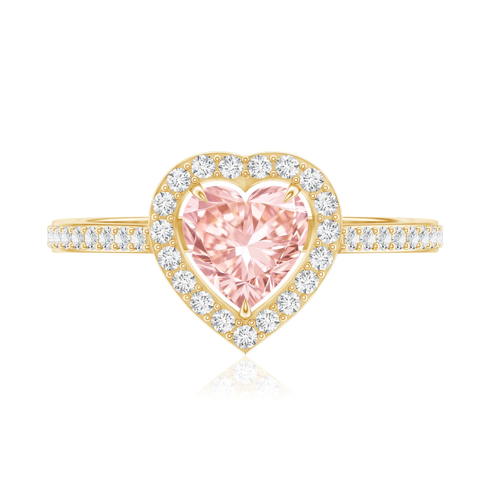 Heart Shape Engagement Ring - 1 CT Lab Grown Pink Diamond Halo Ring IGI Certified