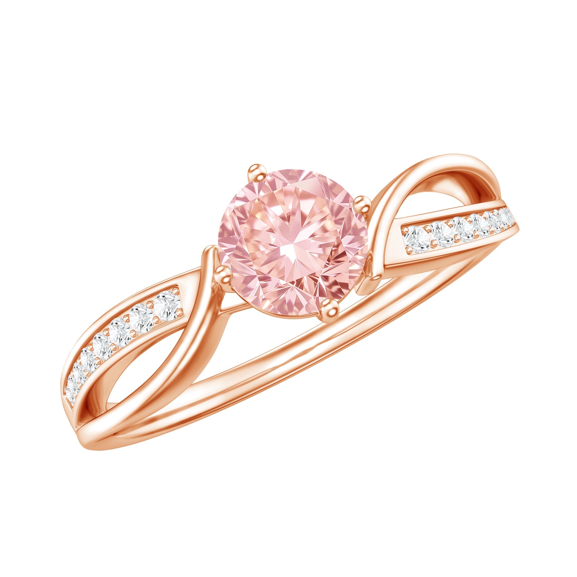 Pink Diamond Engagement Ring – 1 Carat Lab Grown Solitaire Infinity Band