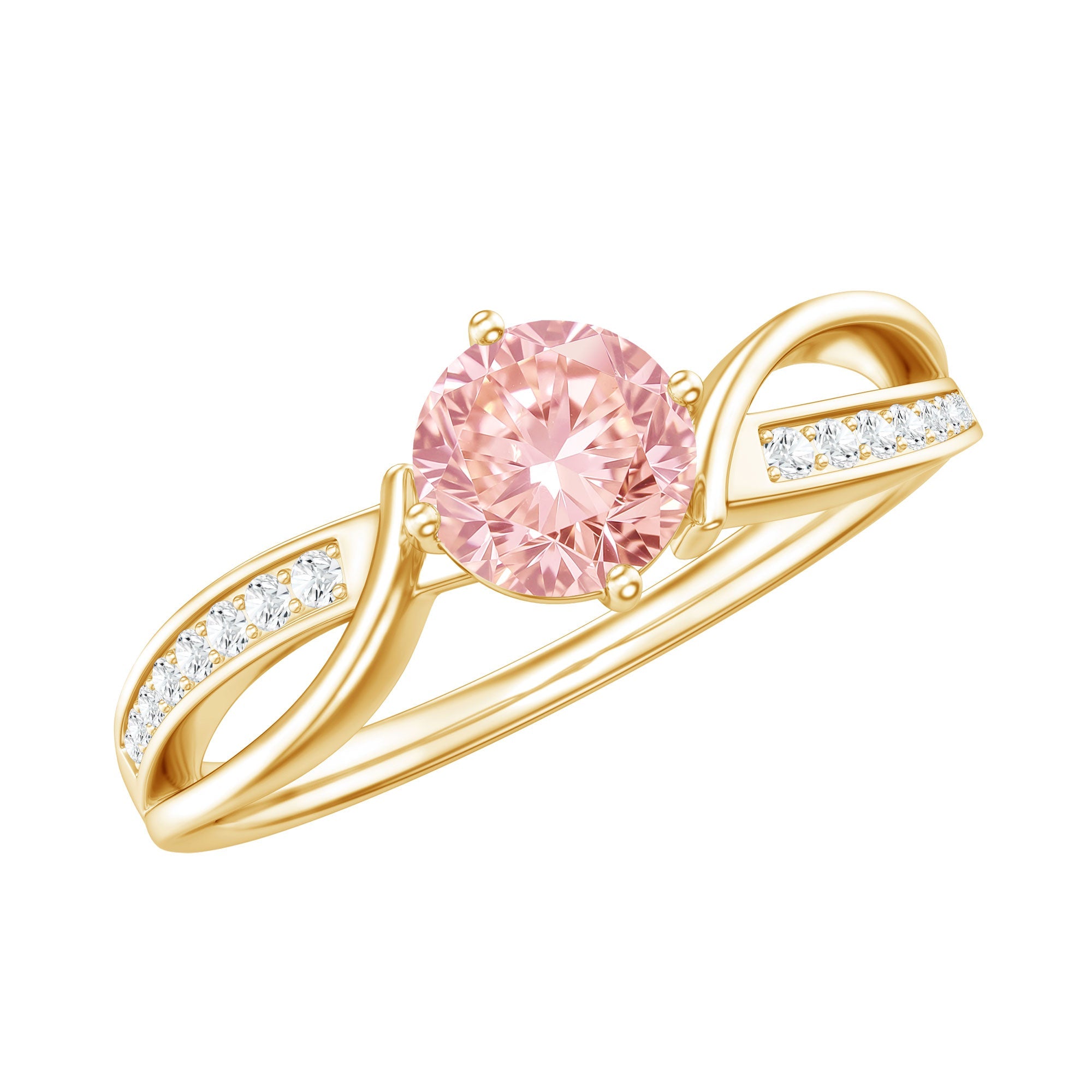 Pink Diamond Engagement Ring – 1 Carat Lab Grown Solitaire Infinity Band