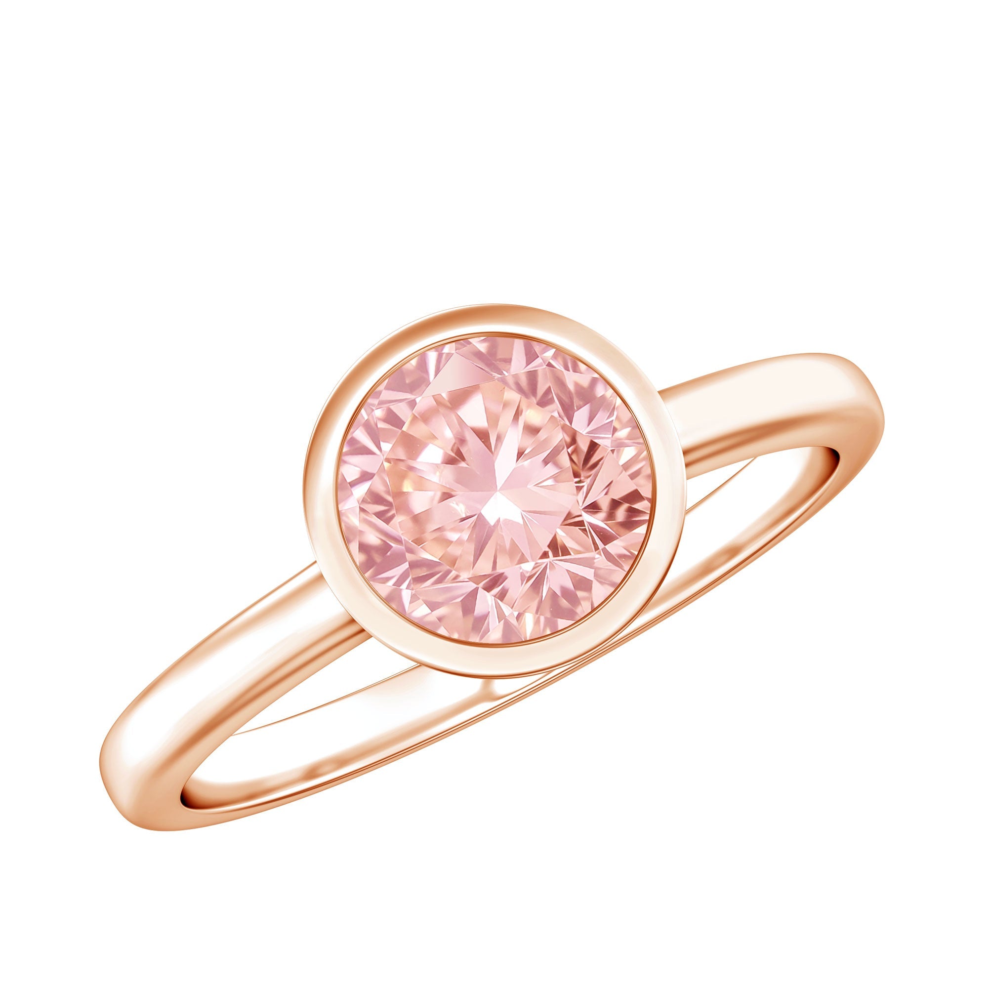 Lab Grown Pink Diamond Ring – 1 Carat Bezel Set Rose Gold Engagement Ring