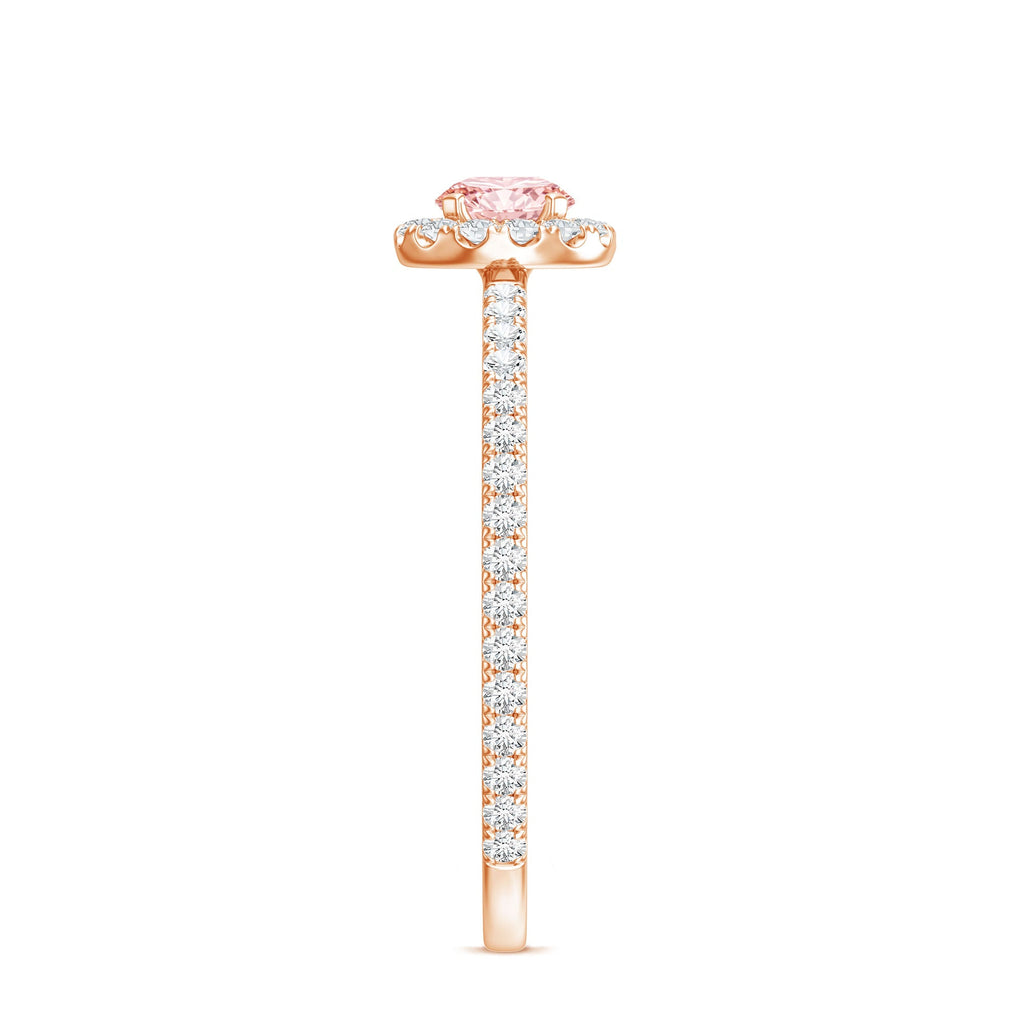 Pink Diamond Engagement Ring – 1 Carat Round Cut Halo Engagement Ring in Rose Gold