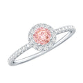 Pink Diamond Engagement Ring – 1 Carat Round Cut Halo Engagement Ring in Rose Gold
