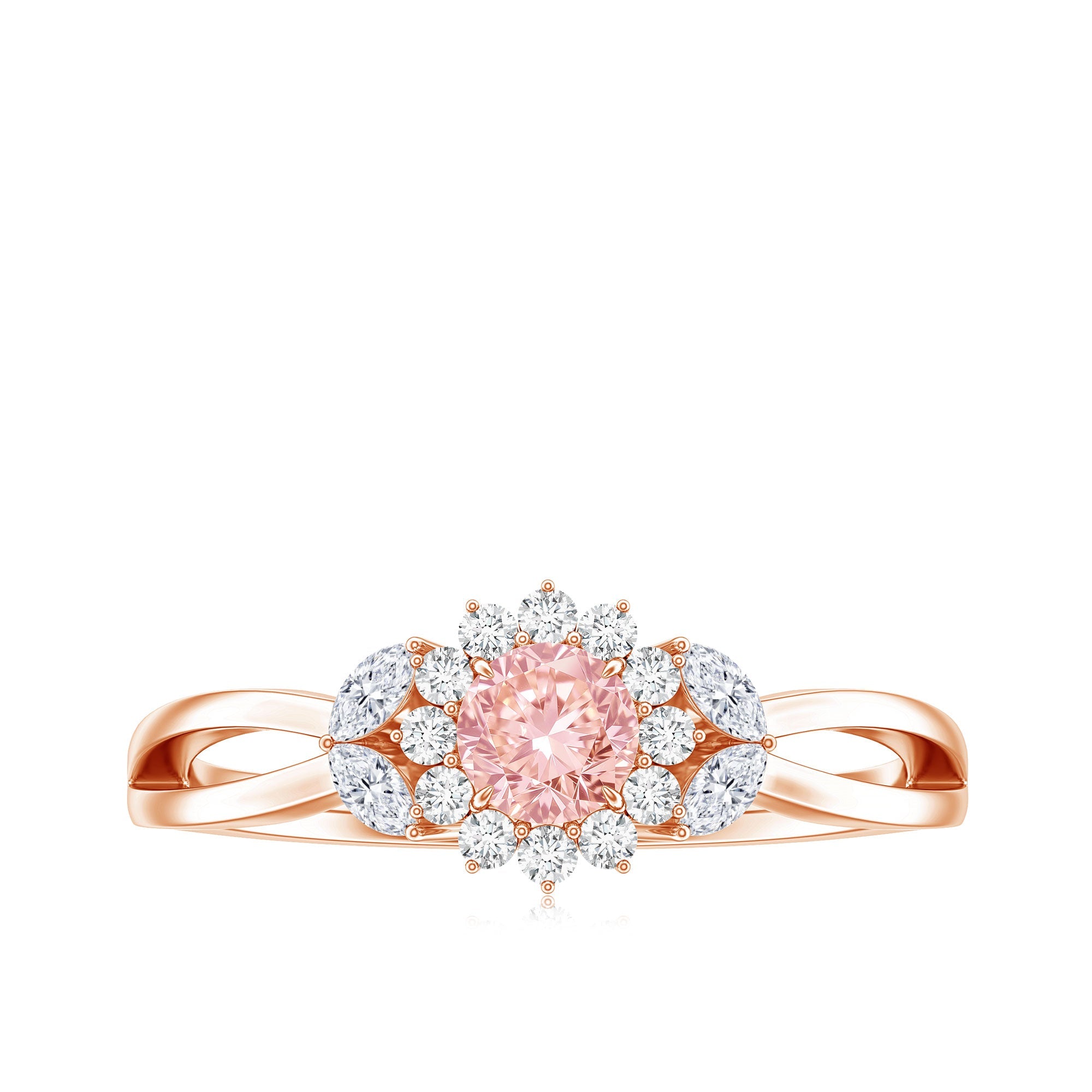 Lab Grown Pink Diamond Ring - Flower Halo Engagement Ring, IGI Certified