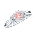 Lab Grown Pink Diamond Ring - Flower Halo Engagement Ring, IGI Certified