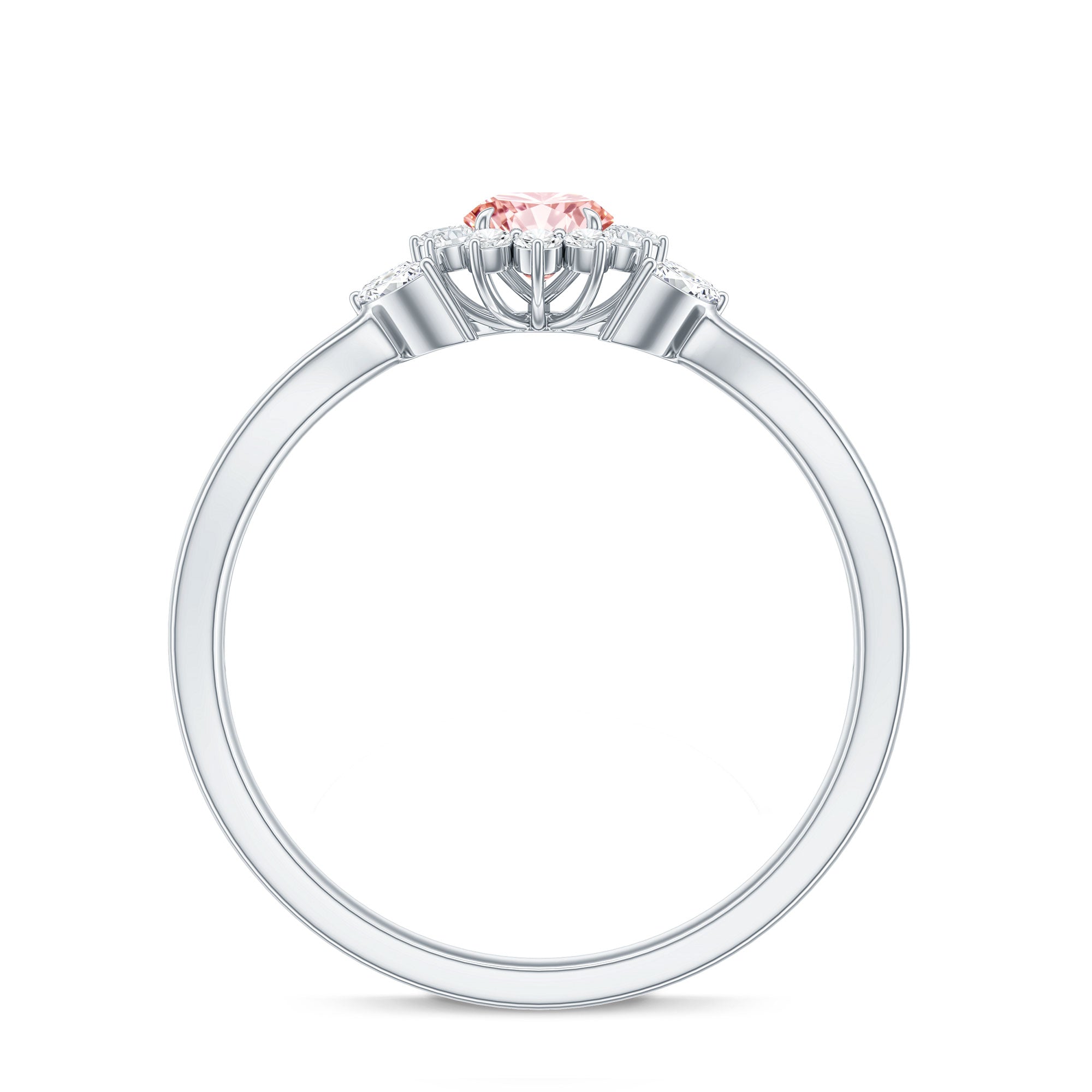 Lab Grown Pink Diamond Ring - Flower Halo Engagement Ring, IGI Certified