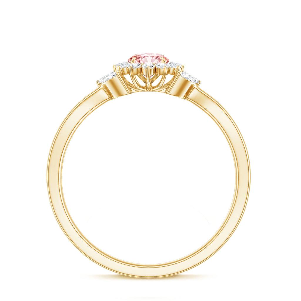 Lab Grown Pink Diamond Ring - Flower Halo Engagement Ring, IGI Certified