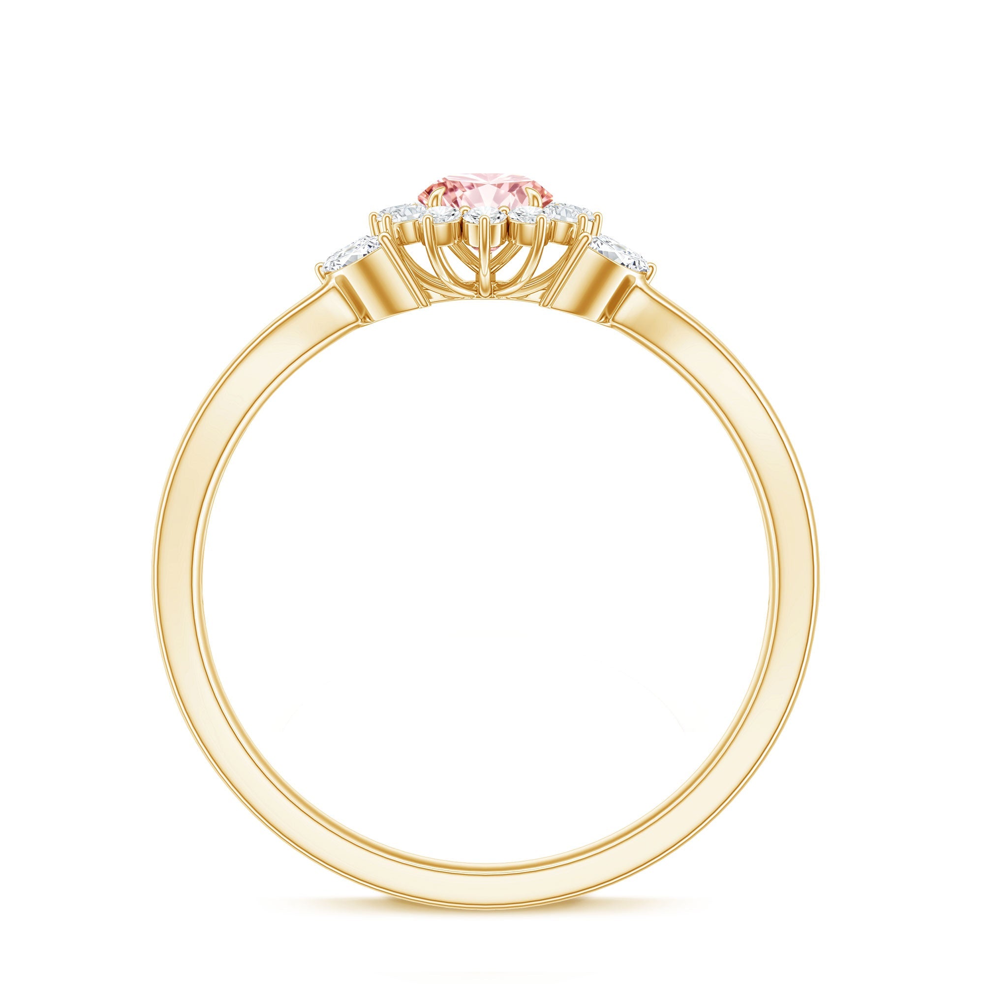 Lab Grown Pink Diamond Ring - Flower Halo Engagement Ring, IGI Certified