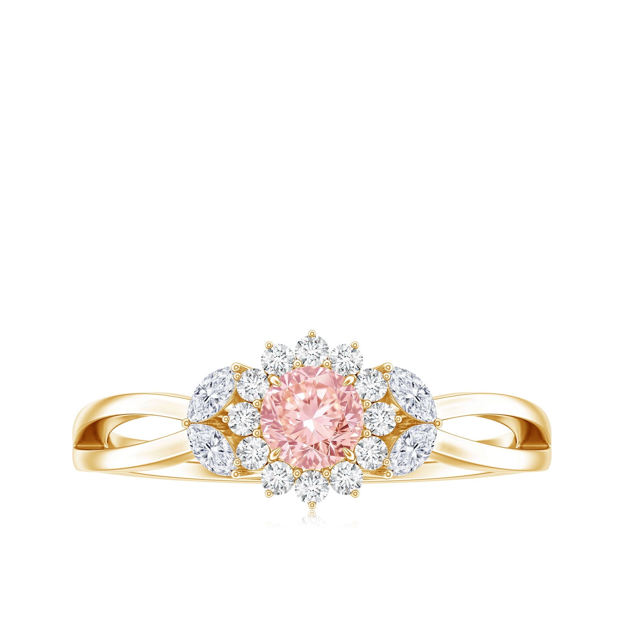 Lab Grown Pink Diamond Ring - Flower Halo Engagement Ring, IGI Certified
