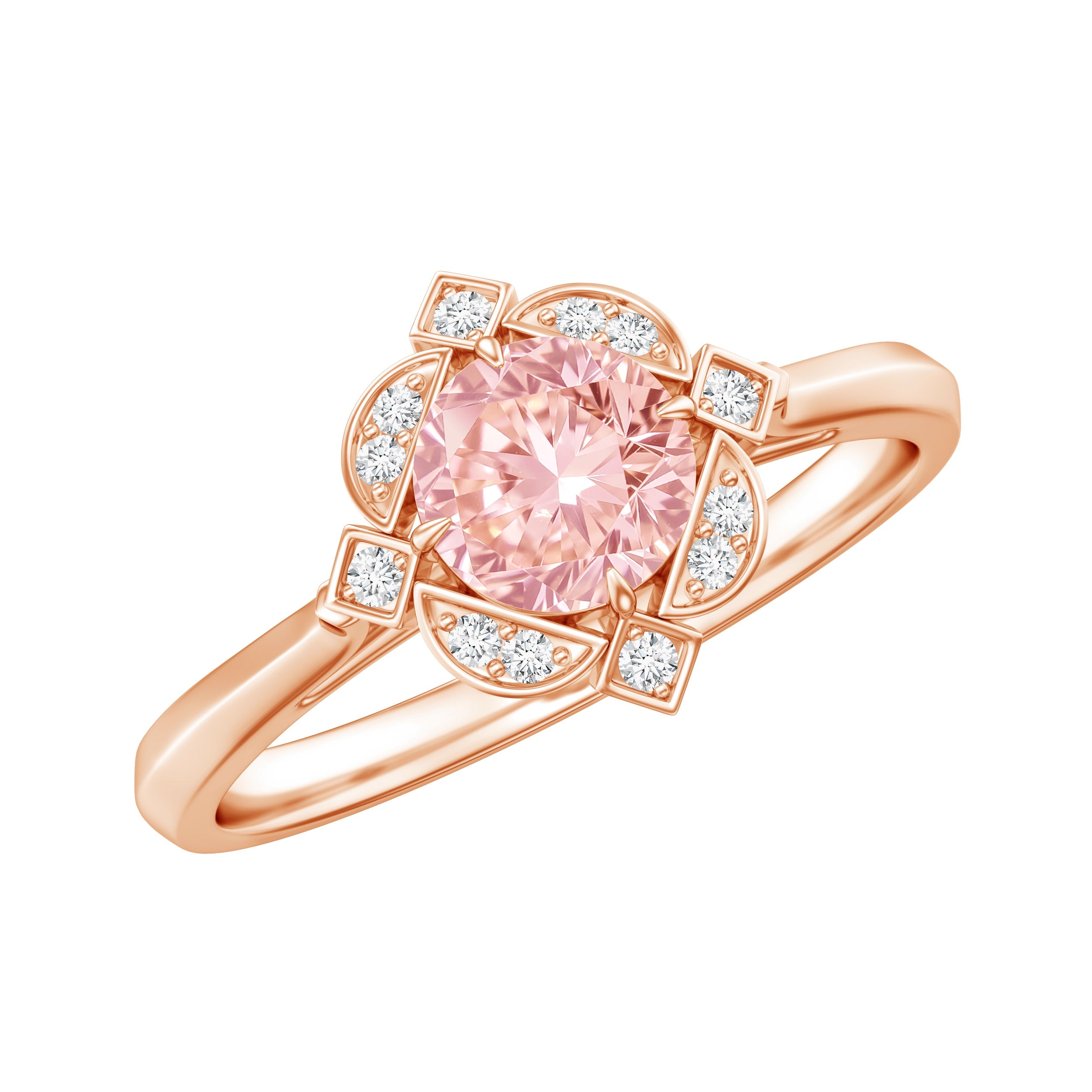 Lab Grown Pink Diamond Ring – Vintage Engagement Ring with IGI Certified Halo Setting