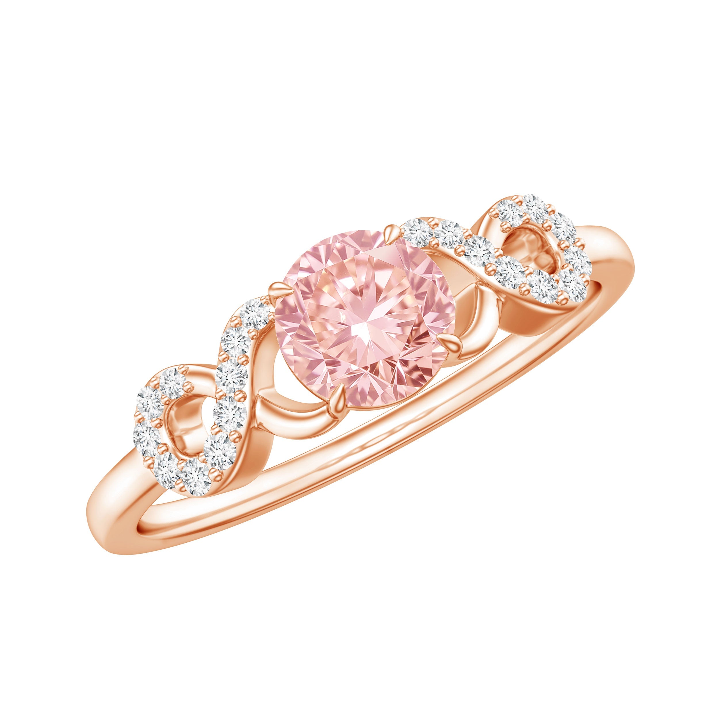 Lab Grown Pink Diamond Ring – IGI Certified Infinity Engagement Band Rose Gold