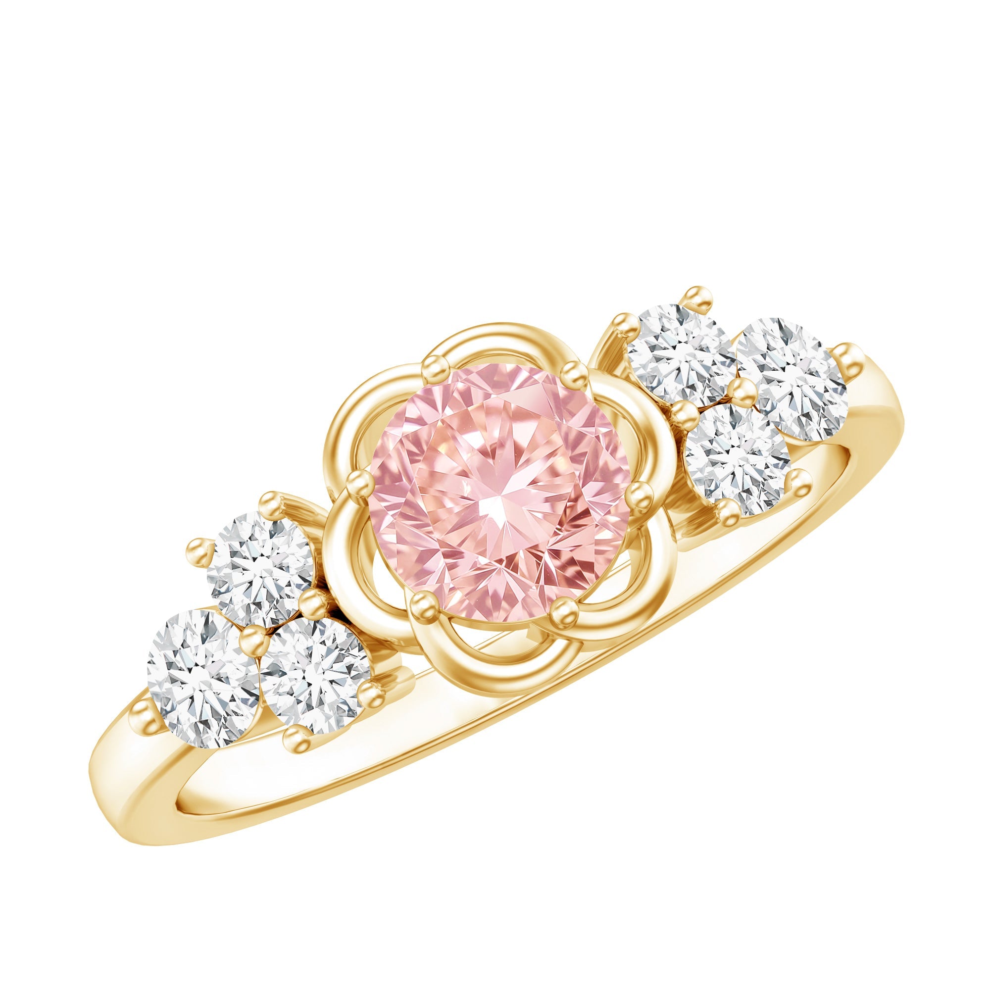 Lab Grown Pink Diamond Ring – 1 Carat Flower Engagement Ring in Rose Gold