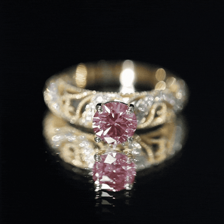 Lab Grown Pink Diamond Ring – Vintage Engagement, IGI Certified, Rose Gold