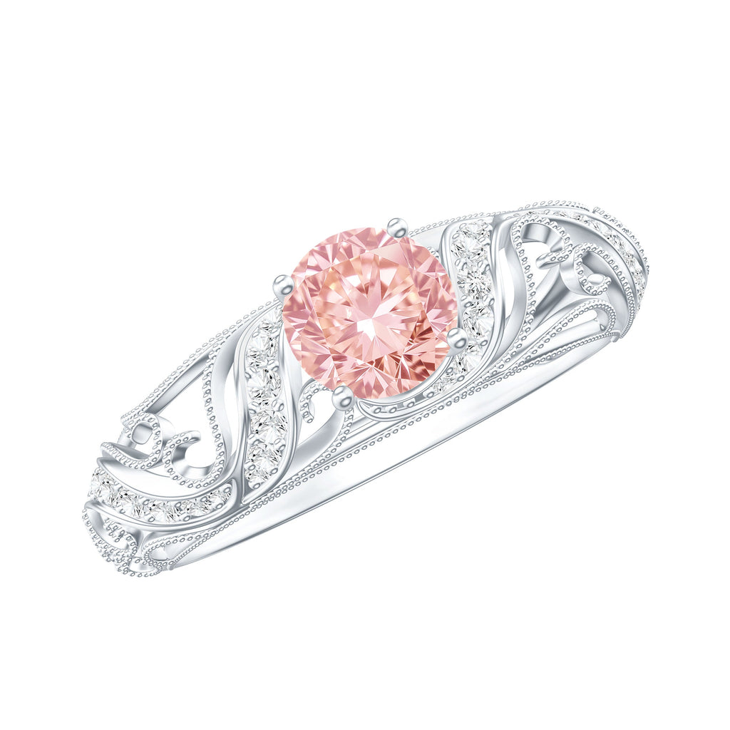 Lab Grown Pink Diamond Ring – Vintage Engagement, IGI Certified, Rose Gold