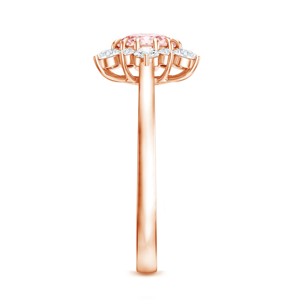 Lab Grown Pink Diamond Ring - 1 Carat IGI Certified Halo Engagement Ring