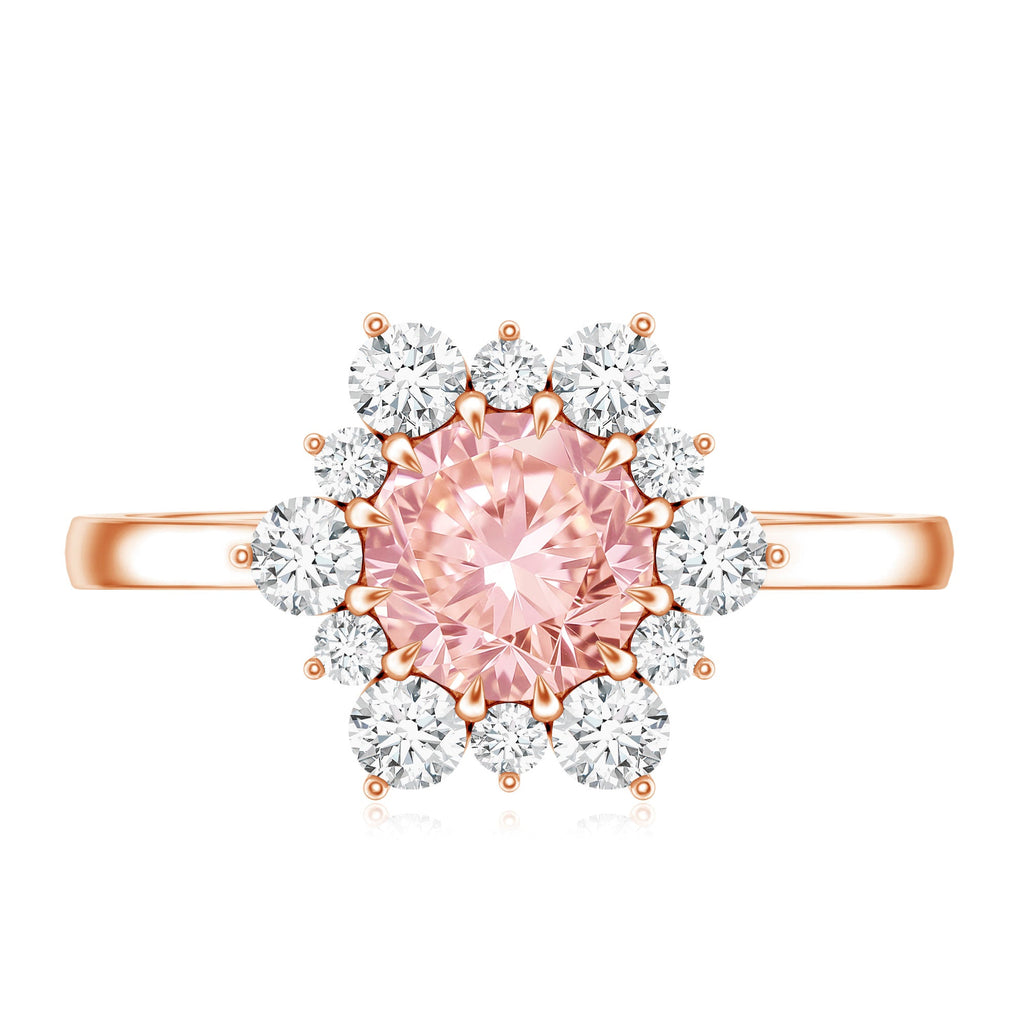 Lab Grown Pink Diamond Ring - 1 Carat IGI Certified Halo Engagement Ring