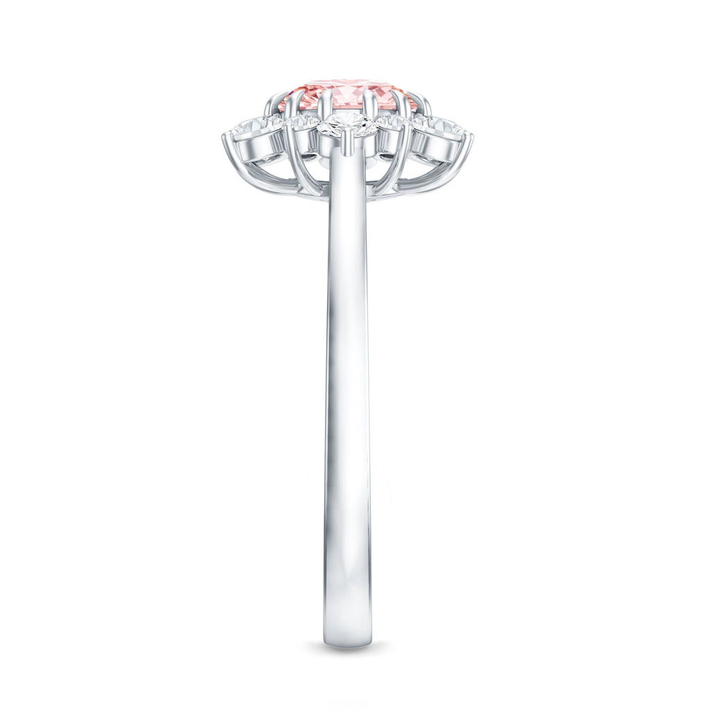 Lab Grown Pink Diamond Ring - 1 Carat IGI Certified Halo Engagement Ring