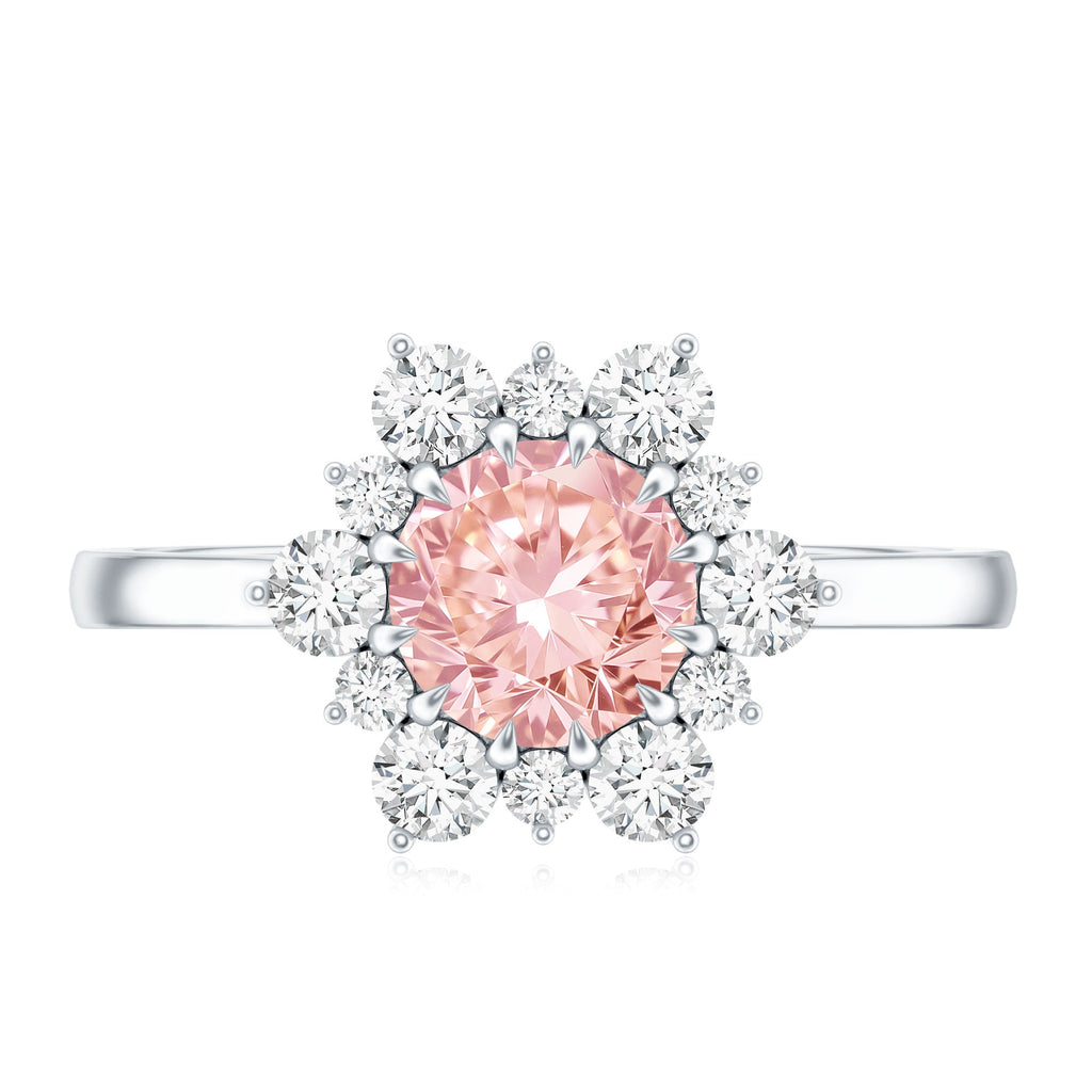 Lab Grown Pink Diamond Ring - 1 Carat IGI Certified Halo Engagement Ring