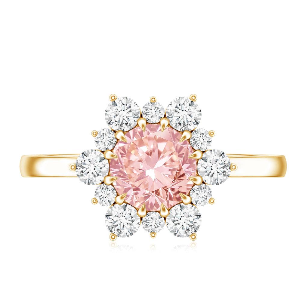 Lab Grown Pink Diamond Ring - 1 Carat IGI Certified Halo Engagement Ring