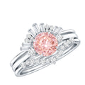 Lab Grown Pink Diamond Ring - IGI Certified Bridal Trio With White Diamond Accents
