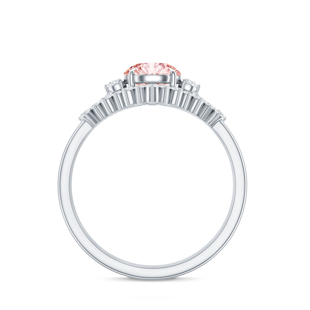 Lab Grown Pink Diamond Ring - IGI Certified Bridal Trio With White Diamond Accents