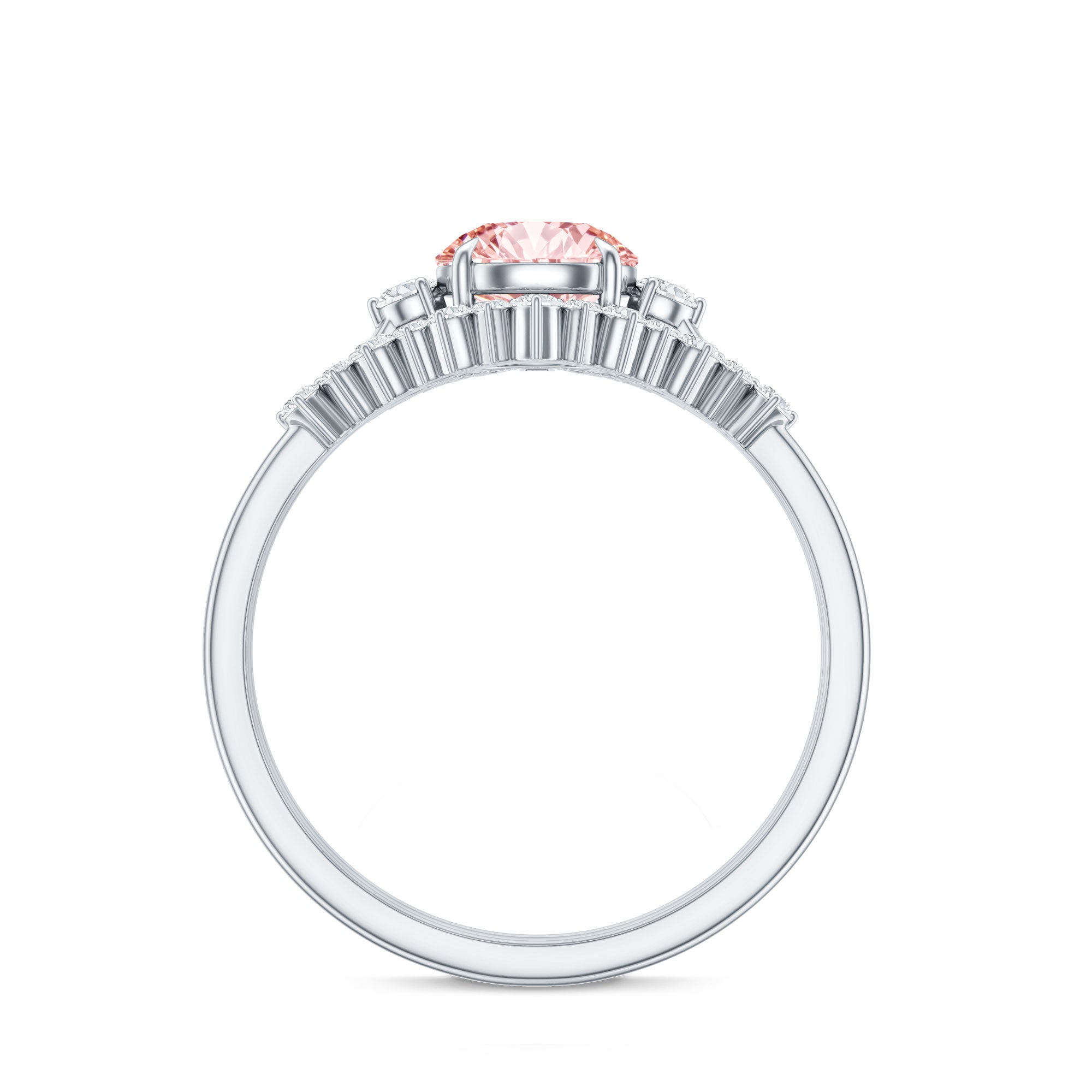 Lab Grown Pink Diamond Ring - IGI Certified Bridal Trio With White Diamond Accents