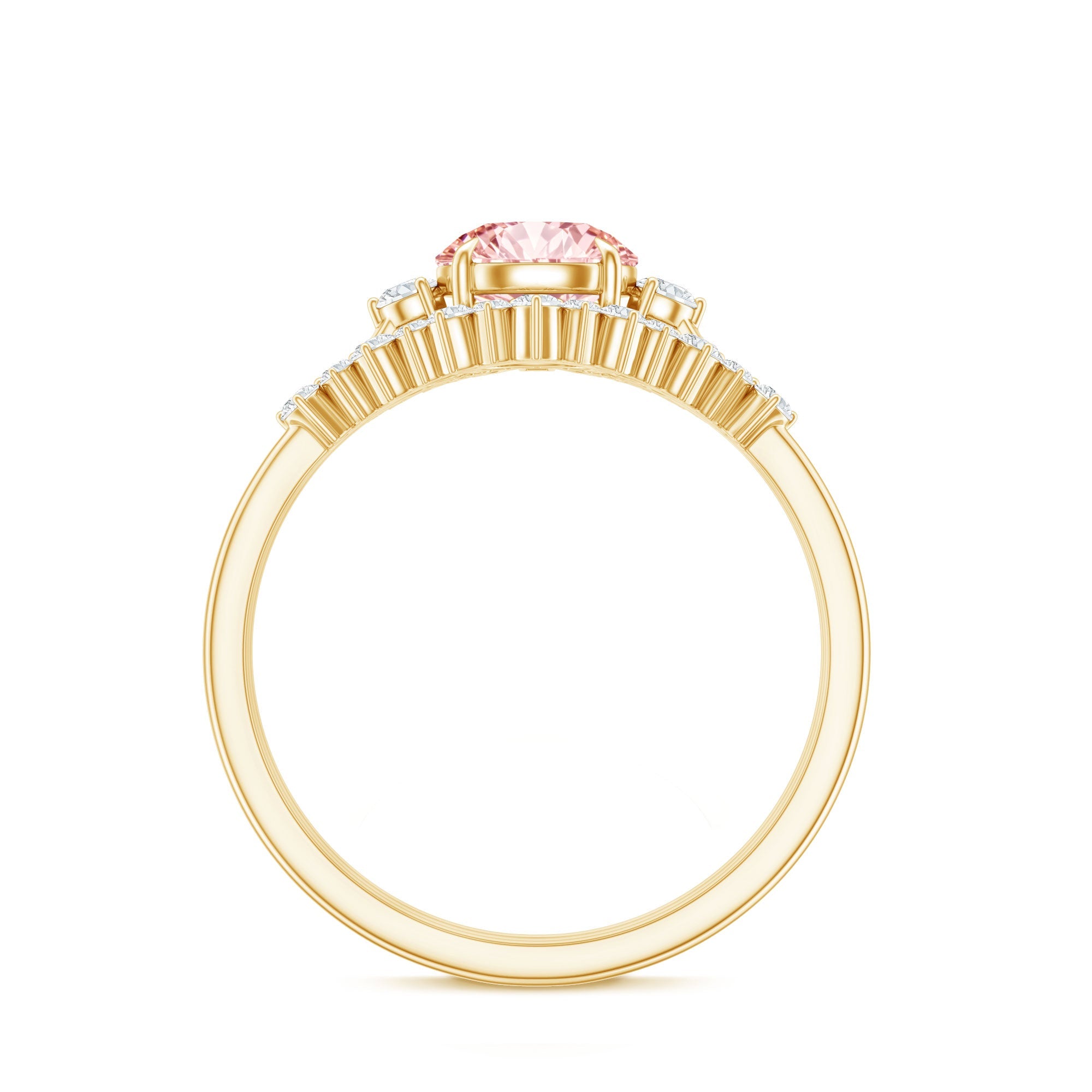 Lab Grown Pink Diamond Ring - IGI Certified Bridal Trio With White Diamond Accents