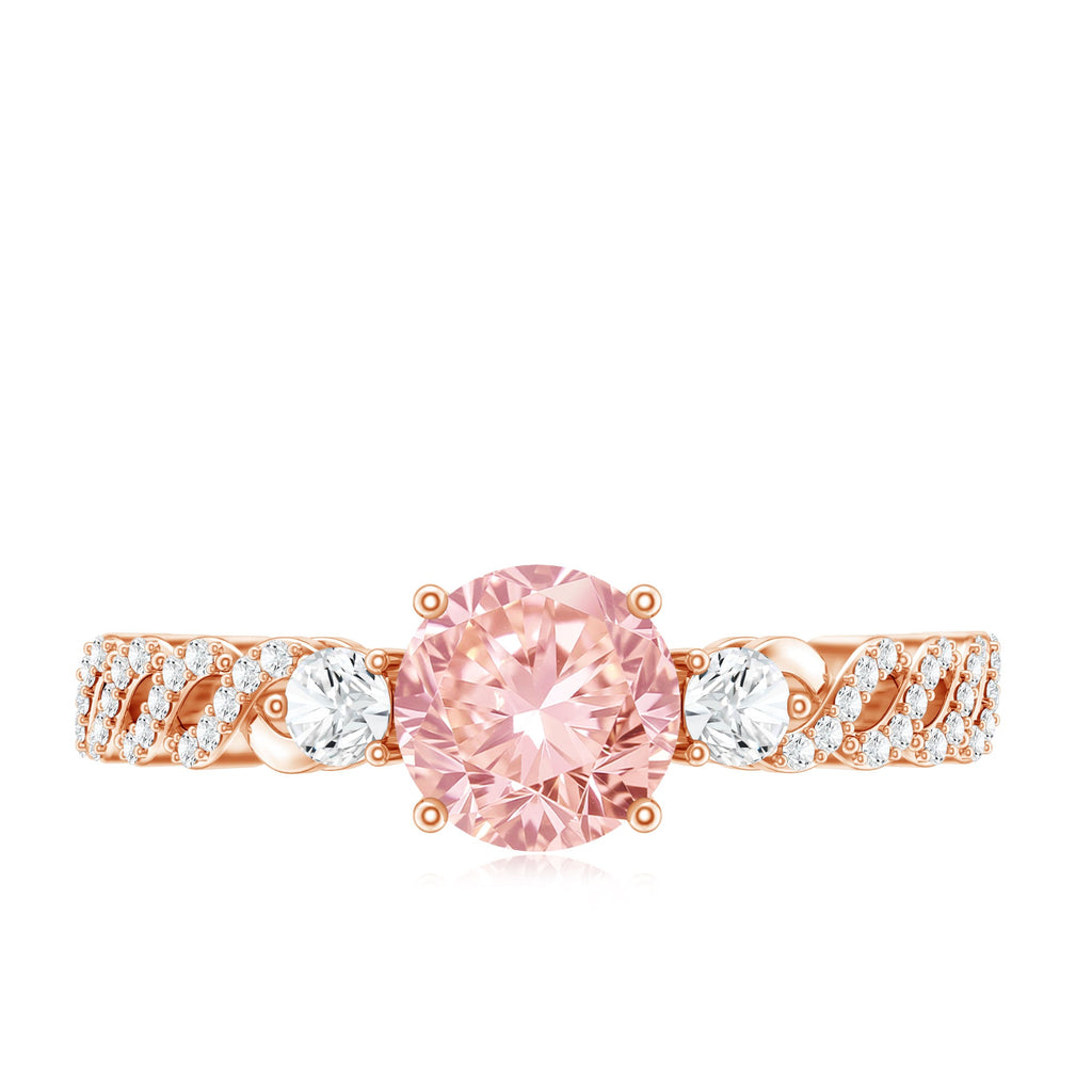 Lab Grown Pink Diamond Ring - 1 Carat Fancy Pink Diamond Engagement Ring, IGI Certified