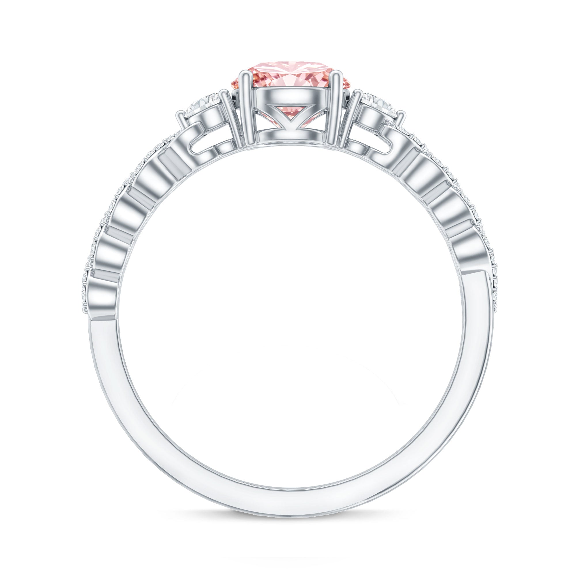 Lab Grown Pink Diamond Ring - 1 Carat Fancy Pink Diamond Engagement Ring, IGI Certified