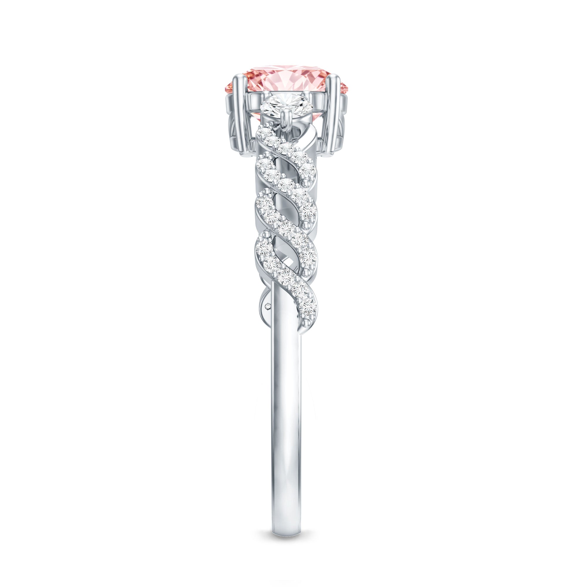 Lab Grown Pink Diamond Ring - 1 Carat Fancy Pink Diamond Engagement Ring, IGI Certified