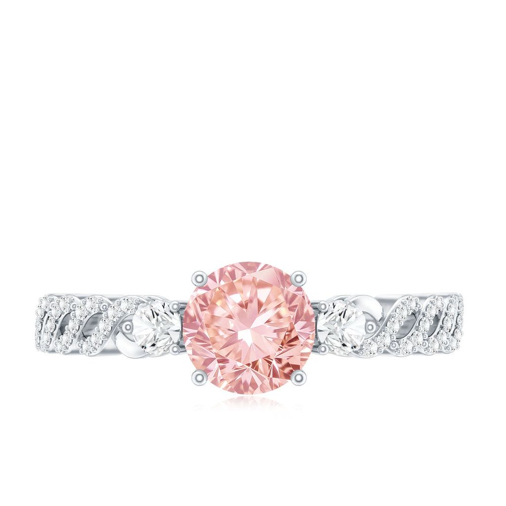 Lab Grown Pink Diamond Ring - 1 Carat Fancy Pink Diamond Engagement Ring, IGI Certified