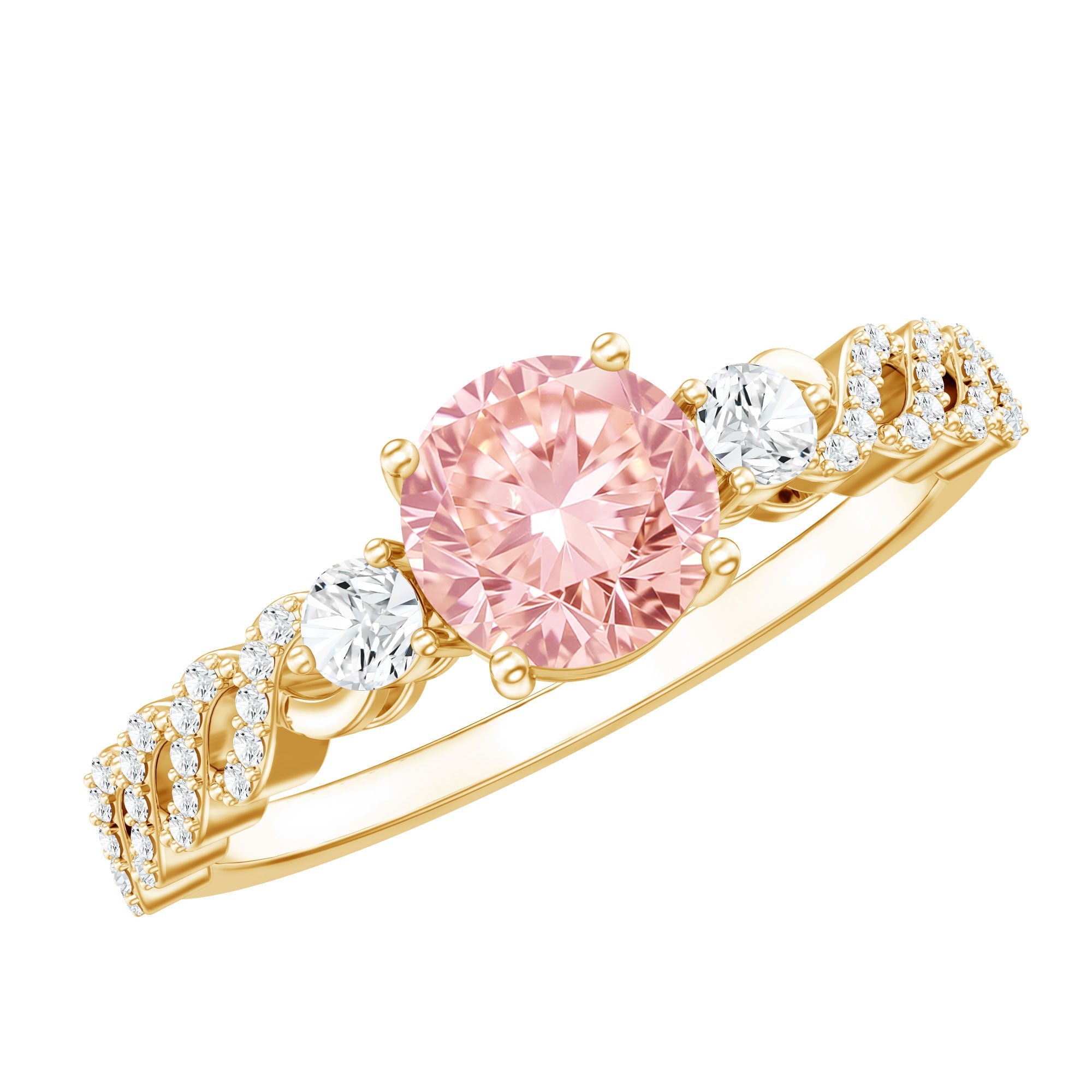 Lab Grown Pink Diamond Ring - 1 Carat Fancy Pink Diamond Engagement Ring, IGI Certified
