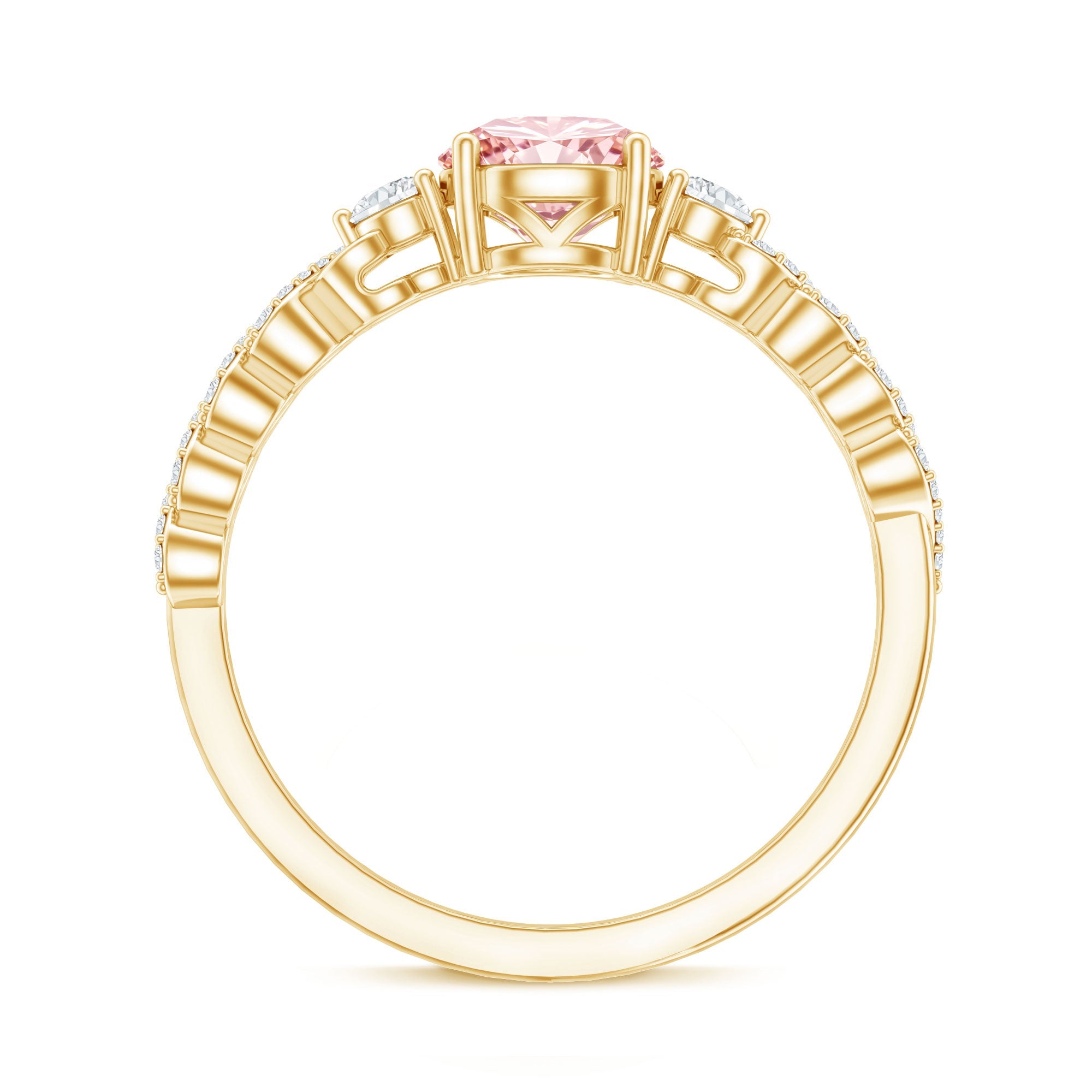 Lab Grown Pink Diamond Ring - 1 Carat Fancy Pink Diamond Engagement Ring, IGI Certified