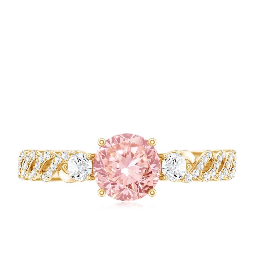 Lab Grown Pink Diamond Ring - 1 Carat Fancy Pink Diamond Engagement Ring, IGI Certified