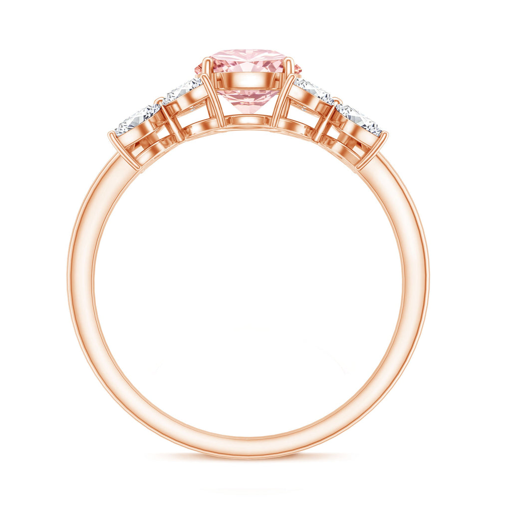 Lab Grown Pink Diamond Ring – Rose Gold Flower Engagement Ring With Marquise Diamonds