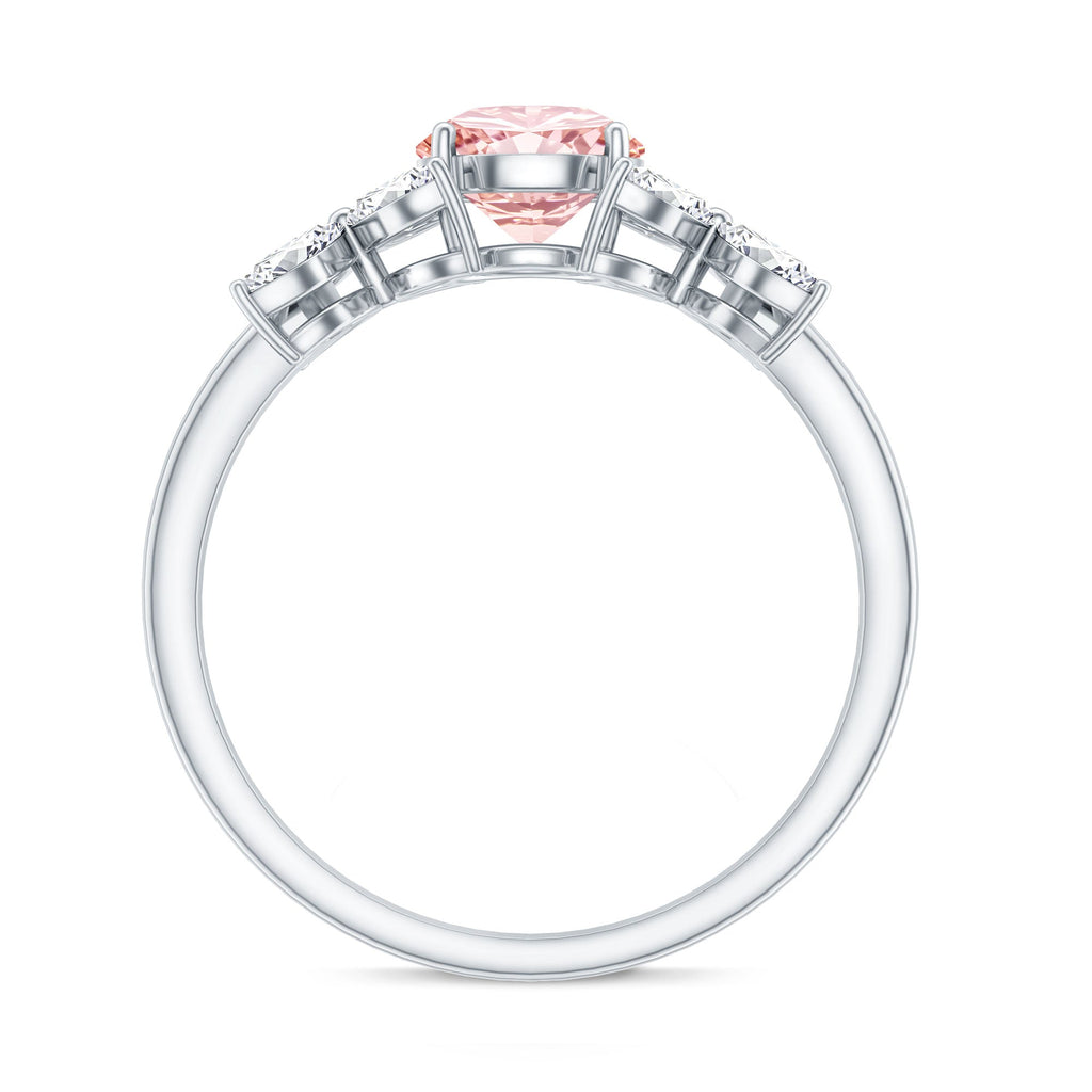 Lab Grown Pink Diamond Ring – Rose Gold Flower Engagement Ring With Marquise Diamonds
