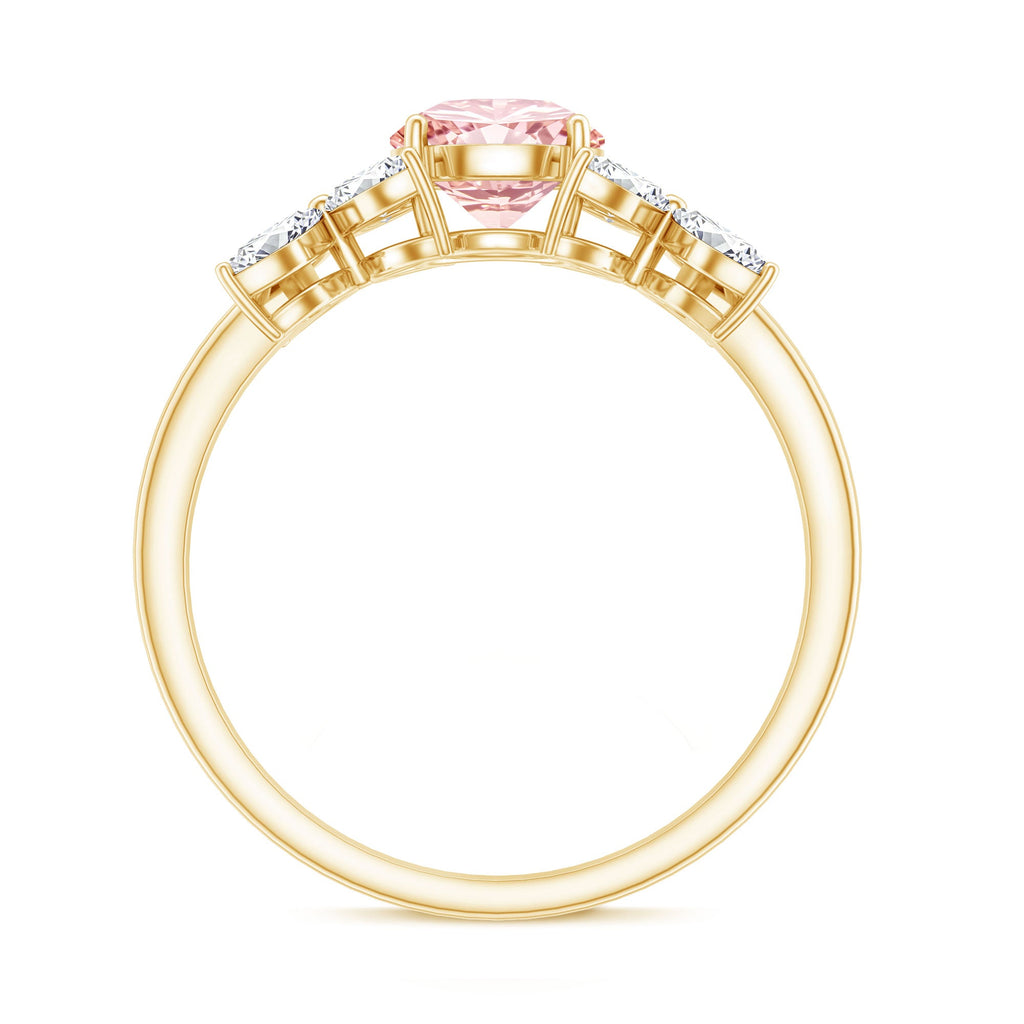 Lab Grown Pink Diamond Ring – Rose Gold Flower Engagement Ring With Marquise Diamonds