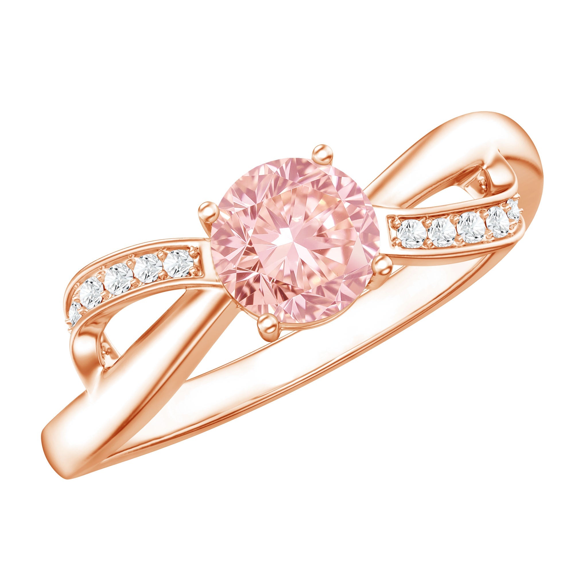 Lab Grown Pink Diamond Ring – IGI Certified Classic Engagement Ring With Infinity Band